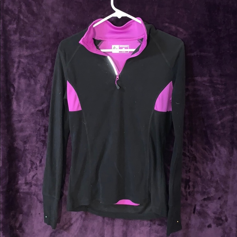 Black long sleeve quarter zip workout top